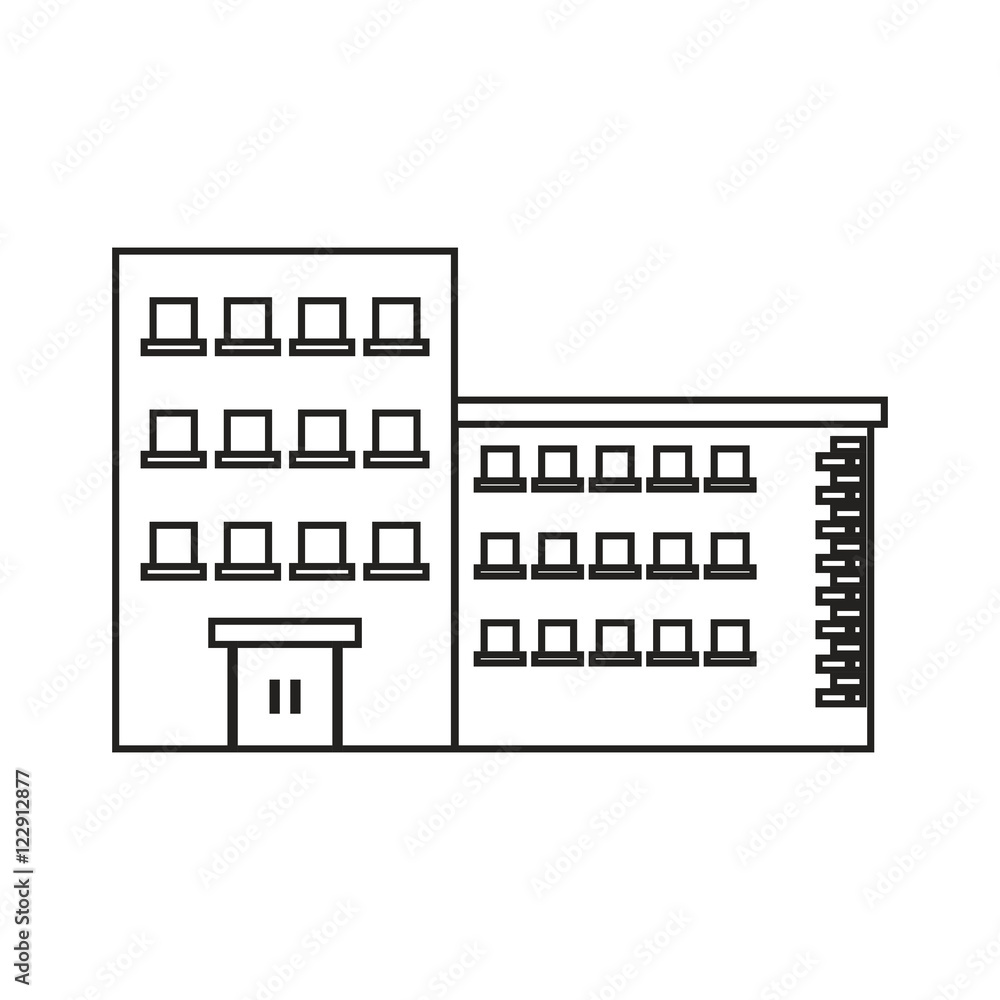 Building with windows icon. Architecture city and urban theme. Isolated and silhouette design. Vector illustration Building with windows icon. Architecture city and urban theme. Isolated and silhouette design. Vector illustration
