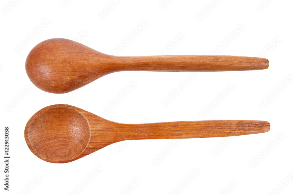Wooden spoon isolated on white background.Wood spoon isolated