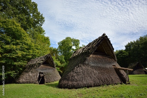 Vászonkép 日本の縄文時代の住居跡-尖石・与助尾根遺跡