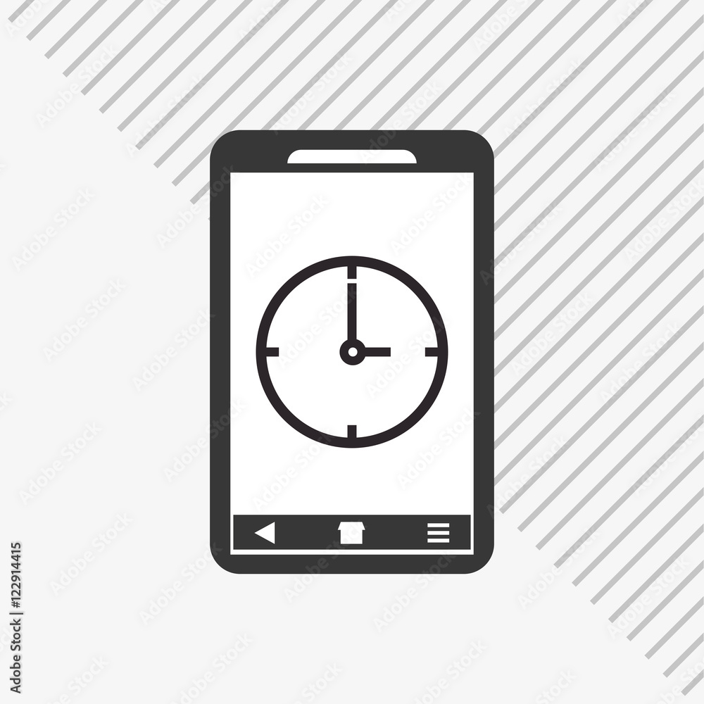 modern cellphone with clock icon image vector illustration modern cellphone with clock icon image vector illustration