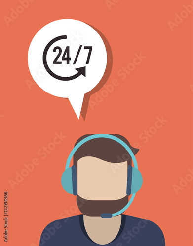 online support or call center worker with headset related icons image vector illustration design 
