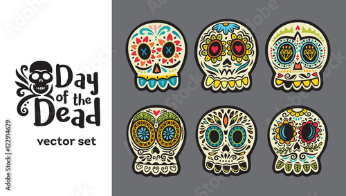Day of the Dead Skulls, Colorful Set