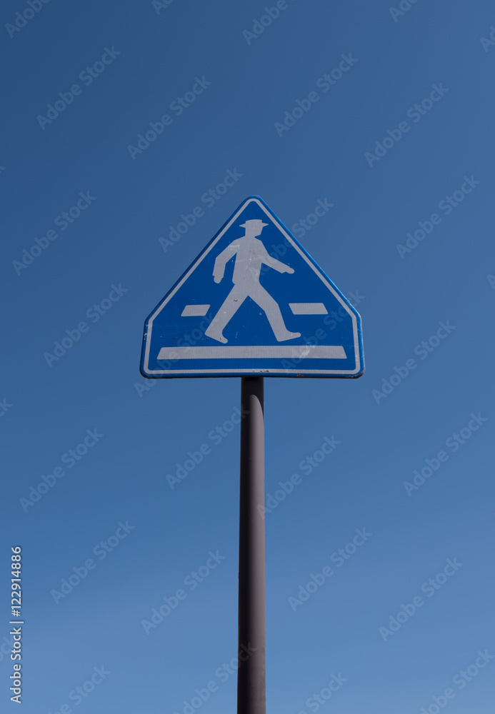 Warning traffic, Pedestrian traffic road sign isolated on white Warning traffic, Pedestrian traffic road sign isolated on white