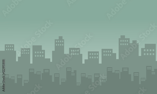 Silhouete of city many building