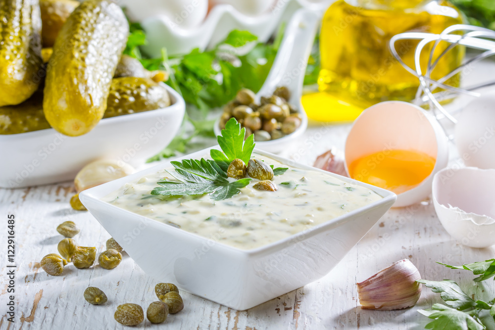 Tartar tartara sauce with ingredients Tartar tartara sauce with ingredients