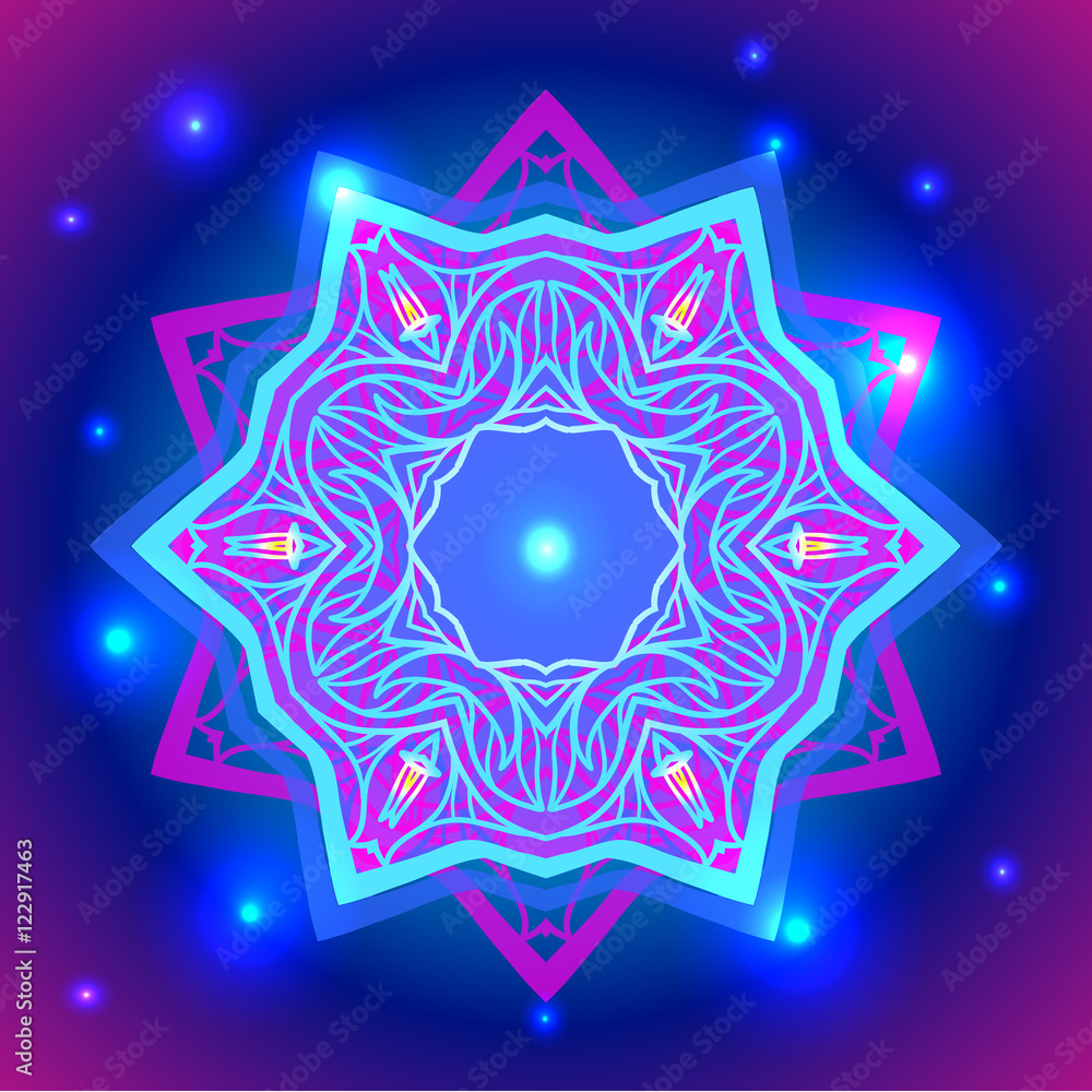 Neon Mandala sacred geometry symbol Neon Mandala sacred geometry symbol