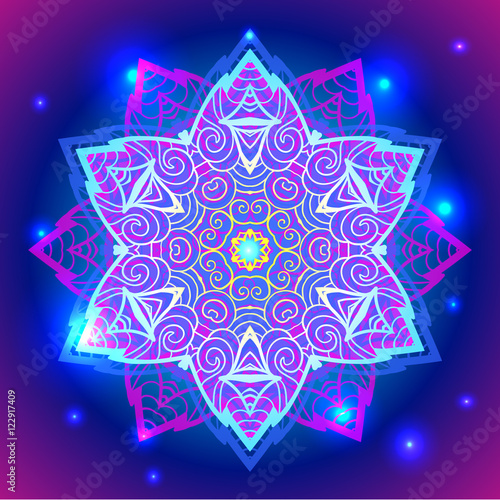 Neon Mandala sacred geometry symbol