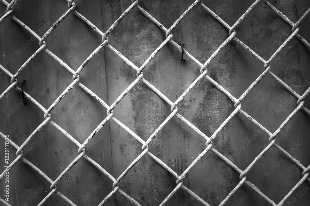 Fototapeta premium Chain Fence with zinc Background.