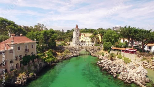 Lighthouse and marina of Cascais Portugal aerial view