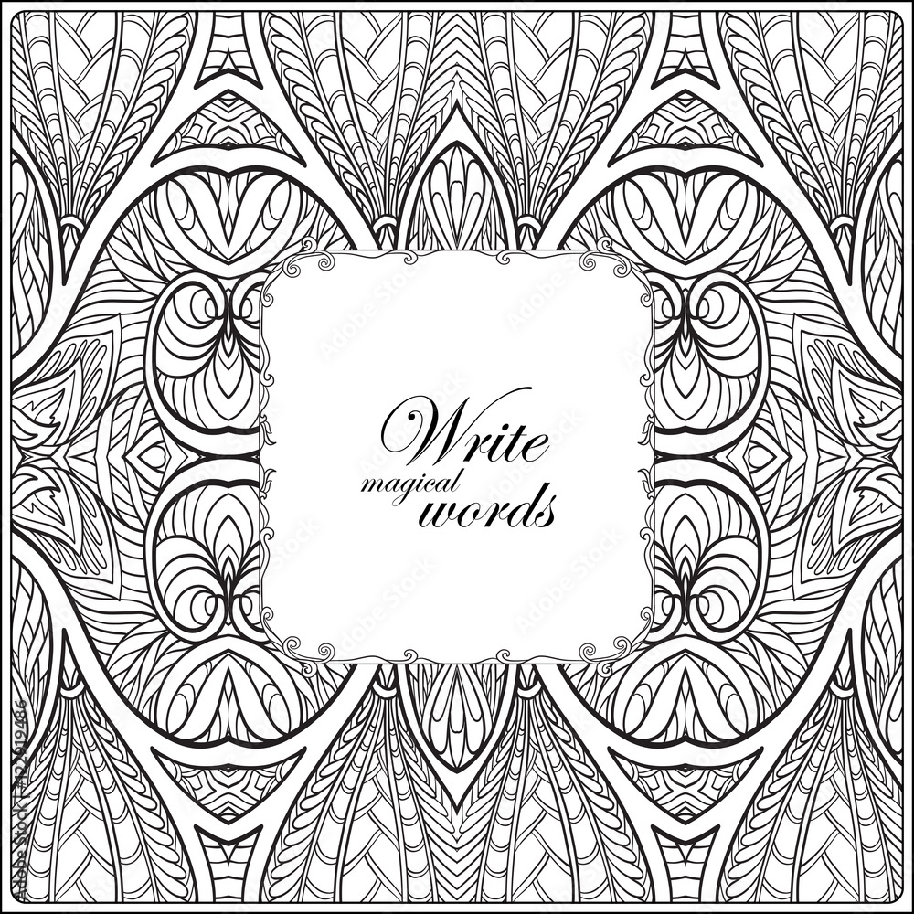 Obraz premium Ornamental pattern with decorative frame for text.