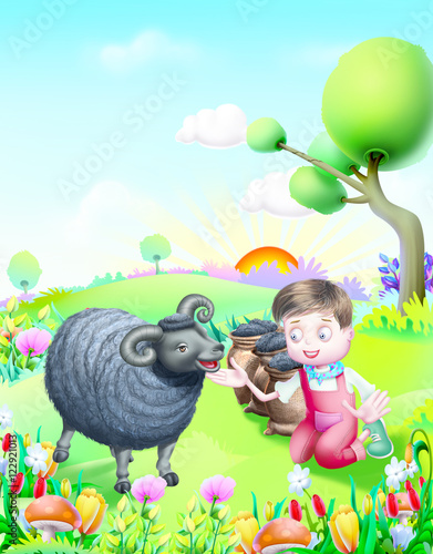 Boy near Baa Baa black sheep