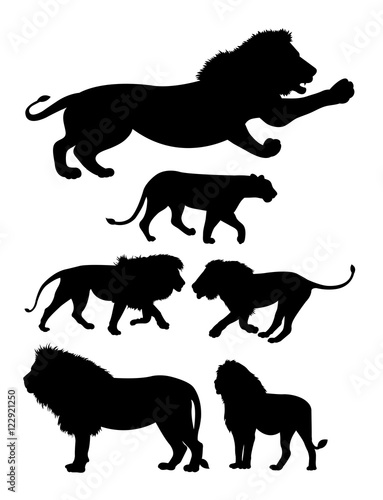 Fototapeta Naklejka Na Ścianę i Meble -  lion wild animal silhouettes. Good use for symbol, logo, mascot, sign, or any design yo want.