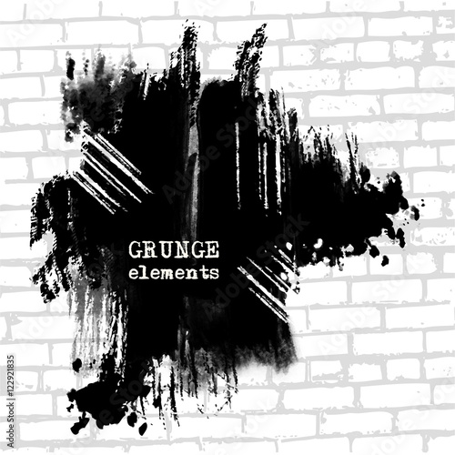 Grenade hole on brick wall vector illustration.