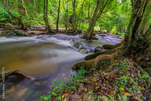 Water flowing at Klonglan waterfall in national park  Thailand.