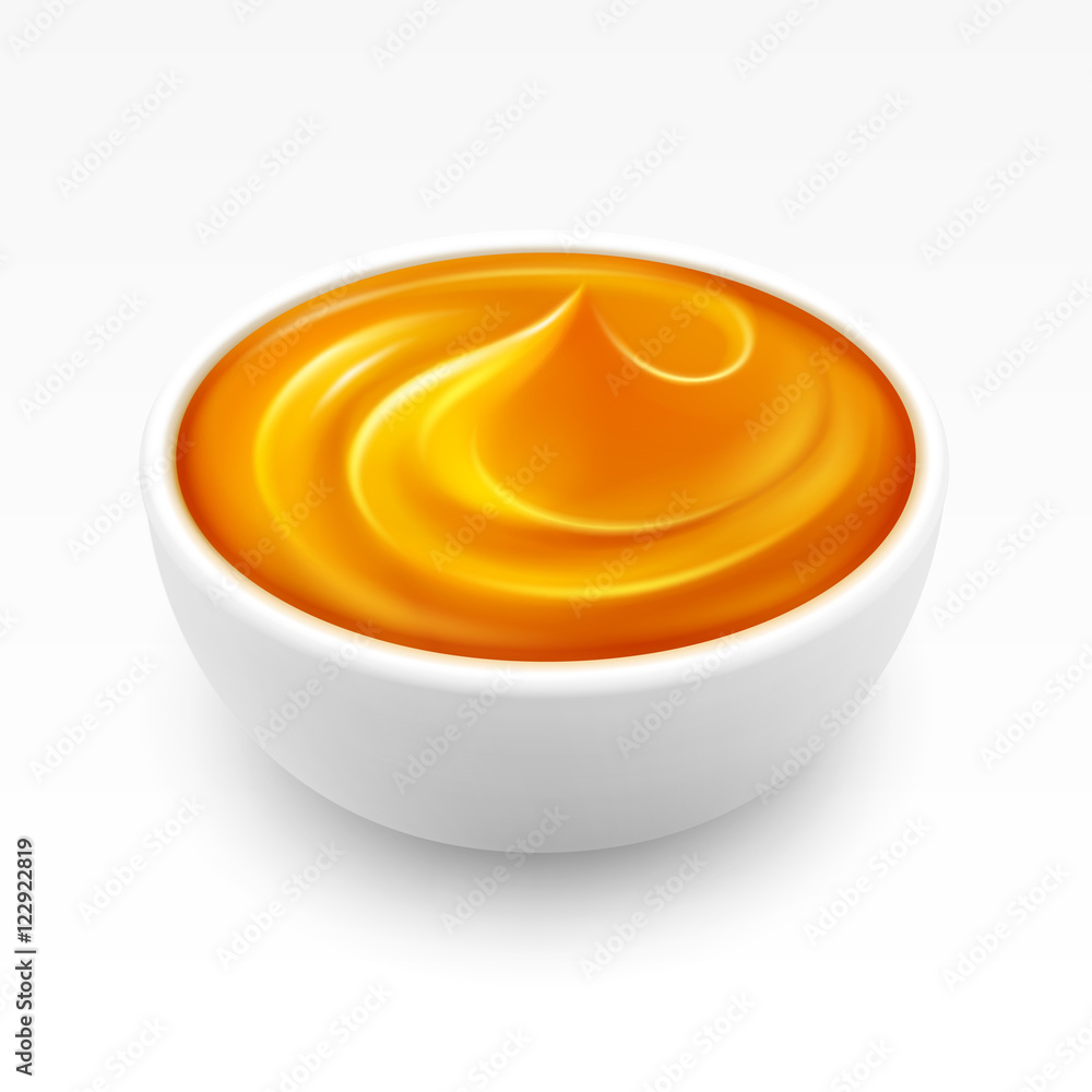 Bowl of dense Amber Honey Isolated on White Background Bowl of dense Amber Honey Isolated on White Background