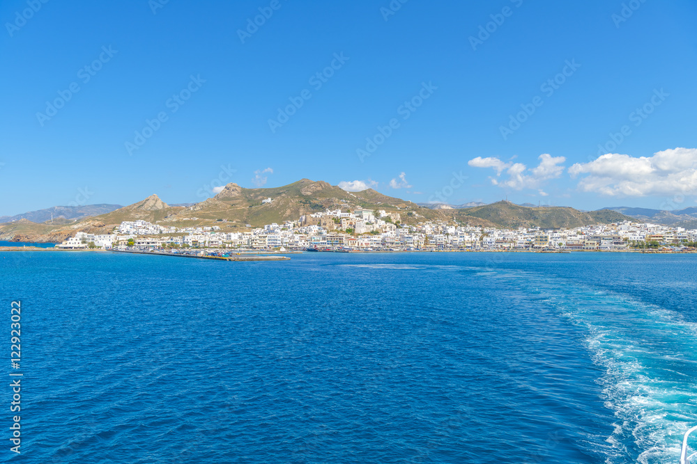 Departing from the port of Naxos, Cyclades, Greece. Departing from the port of Naxos, Cyclades, Greece.