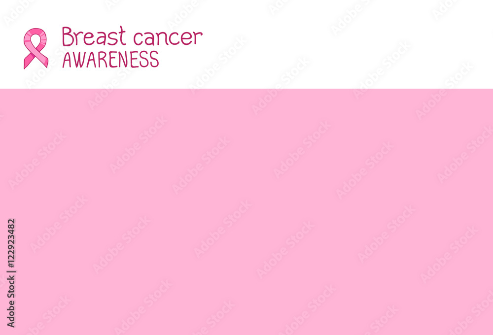 Pink ribbon Blank sheet. International symbol of breast cancer awareness. Vector horizontal card template on white and pink background. Design element for October, Breast Cancer Awareness Month Pink ribbon Blank sheet. International symbol of breast cancer awareness. Vector horizontal card template on white and pink background. Design element for October, Breast Cancer Awareness Month