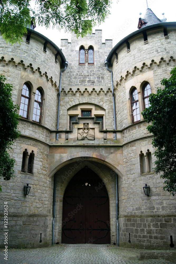 The gate in the facade of the castle Marienburg (Germany)