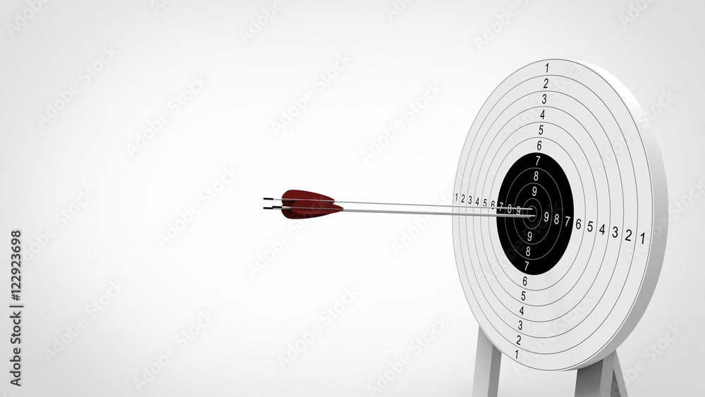 Arrows focus to archery target. 3d illustration. Arrows focus to archery target. 3d illustration.