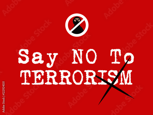 Stop terrorism text against red background