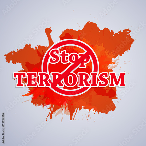 Ban terrorism text on gray background