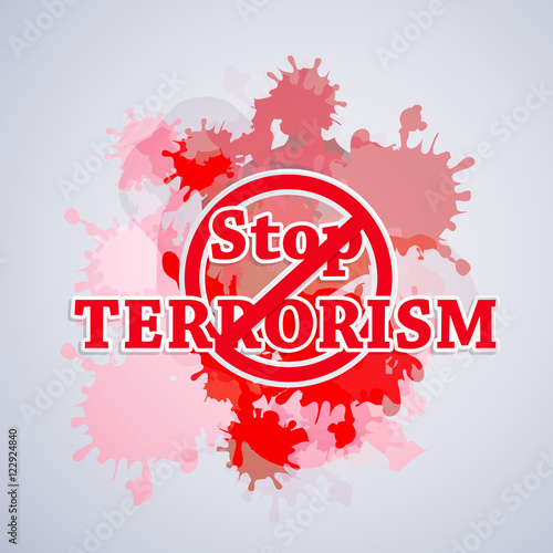 Ban terrorism text on gray background