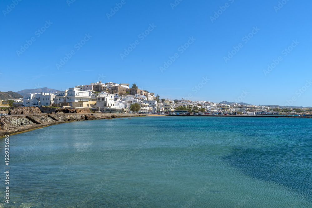 Port view in Chora, Naxos, Cyclades, Greece.
