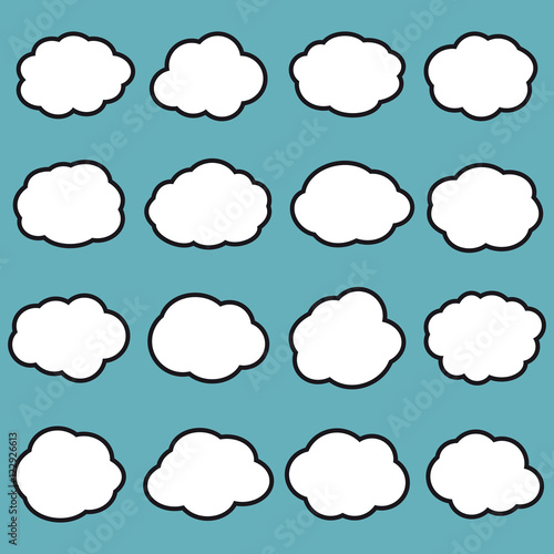 Empty white clouds on blue background