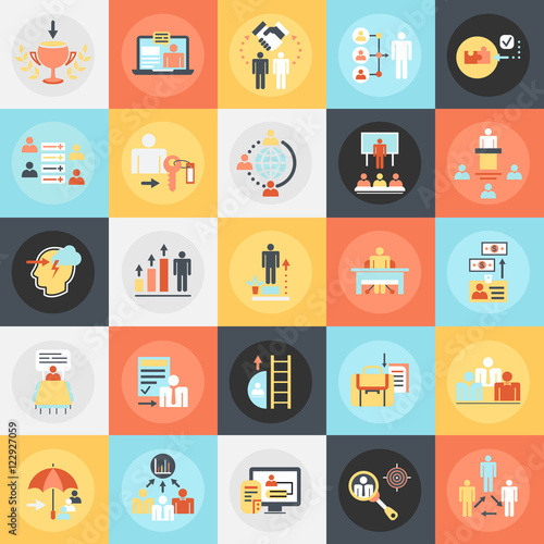Flat icons pack of corporate development