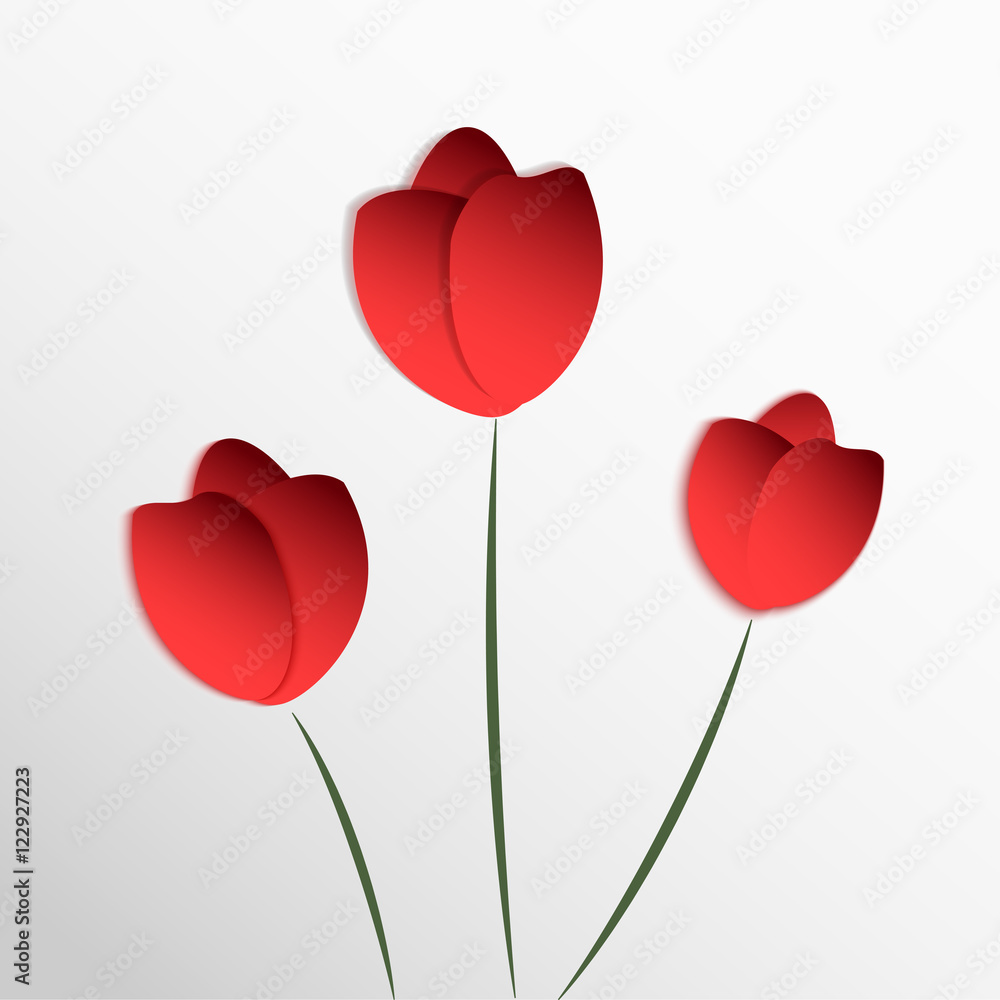 Vector illustration of paper tulips .