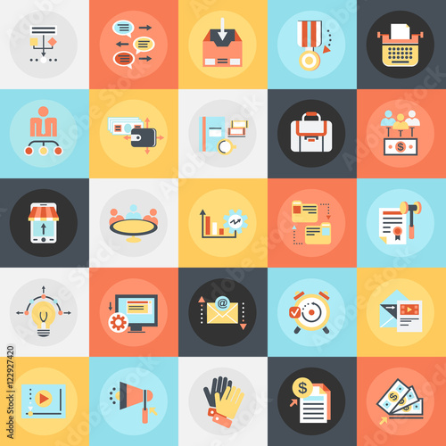 Flat icons pack of project management