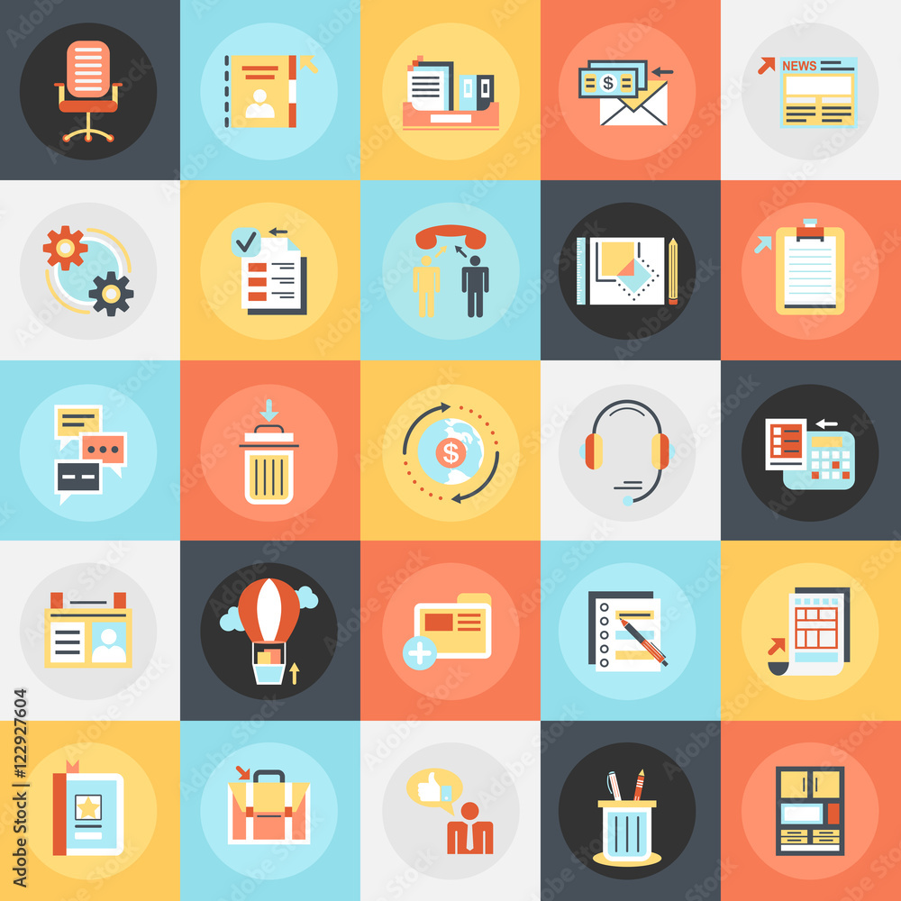 Flat icons pack of business tools Flat icons pack of business tools