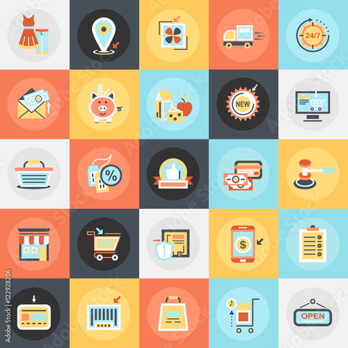 Flat icons pack of e-commerce