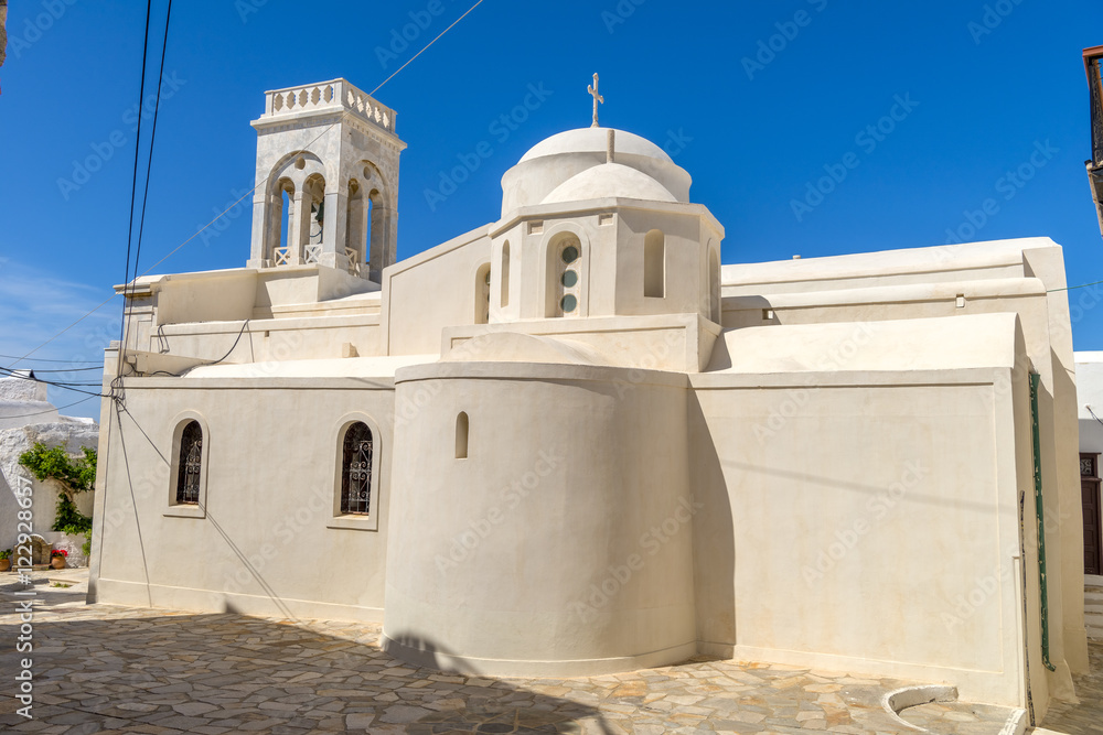 Church in Chora, Naxos, Greece. Traditional cycladic architectur