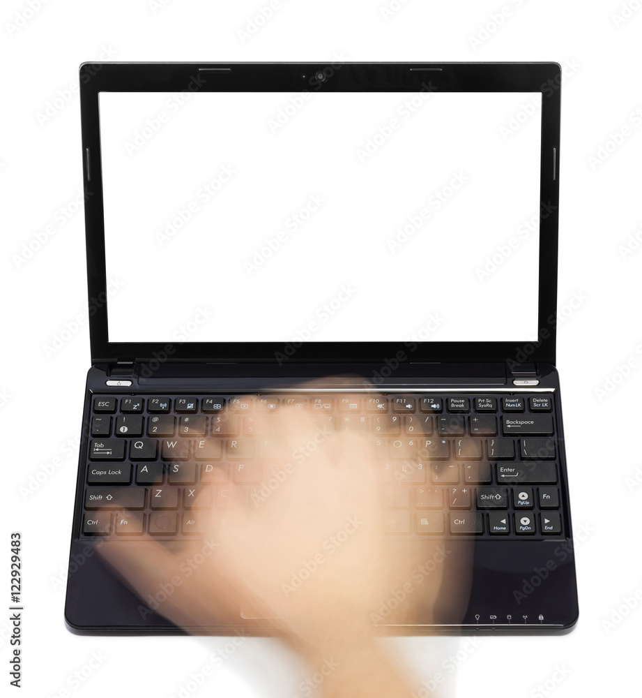 Notebook and motion blur hands Notebook and motion blur hands
