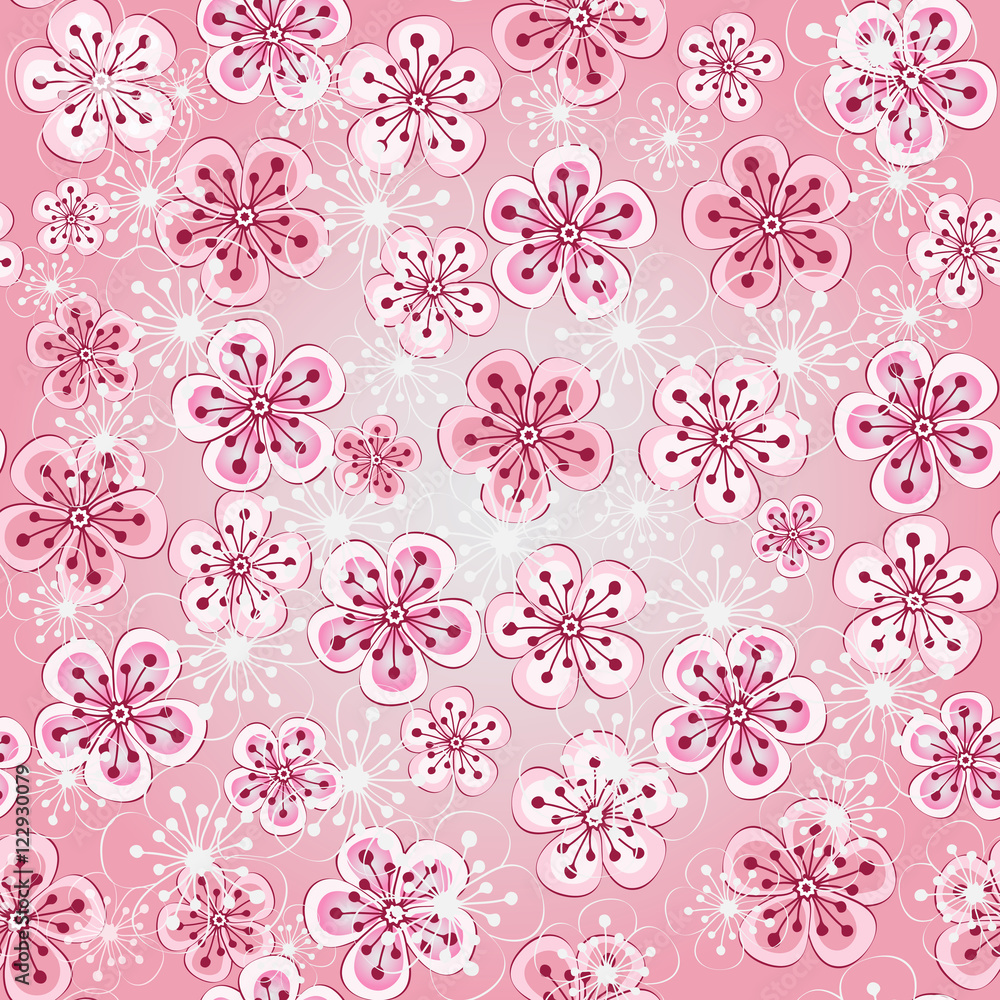Fototapeta Floral seamless spring pattern