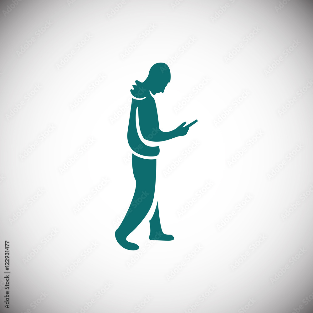 man goes with the phone in hand icon vector flat design man goes with the phone in hand icon vector flat design