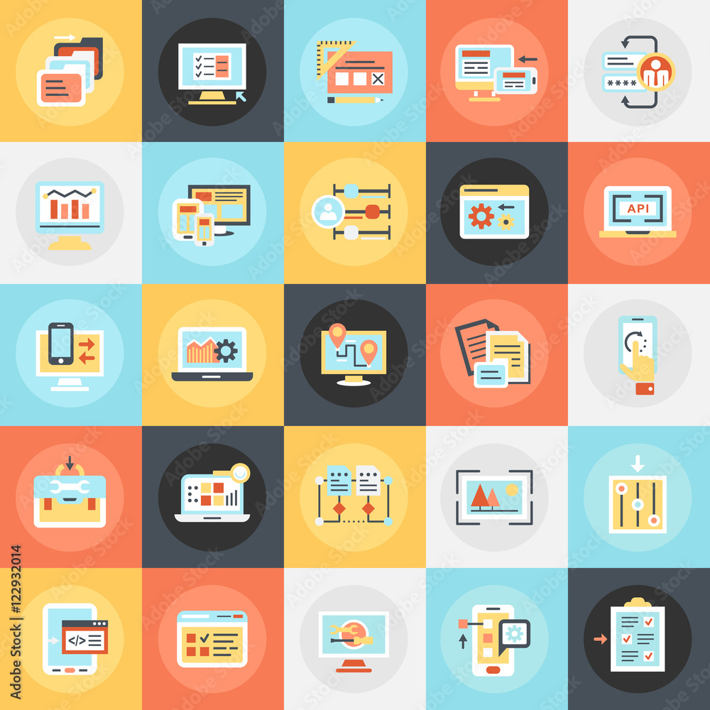 Flat icons pack of web development Flat icons pack of web development