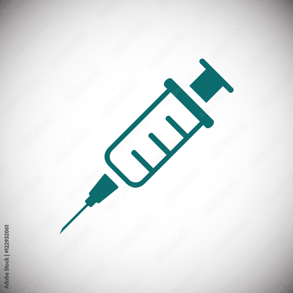 Injection syringe flat icon vector for medical apps and websites Injection syringe flat icon vector for medical apps and websites
