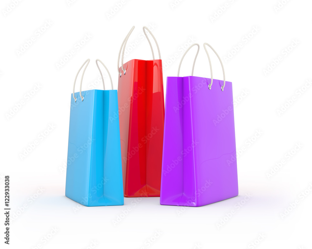 custom made wallpaper toronto digitalThree color shopping bag isolated. Shopping concept 3d rendering.