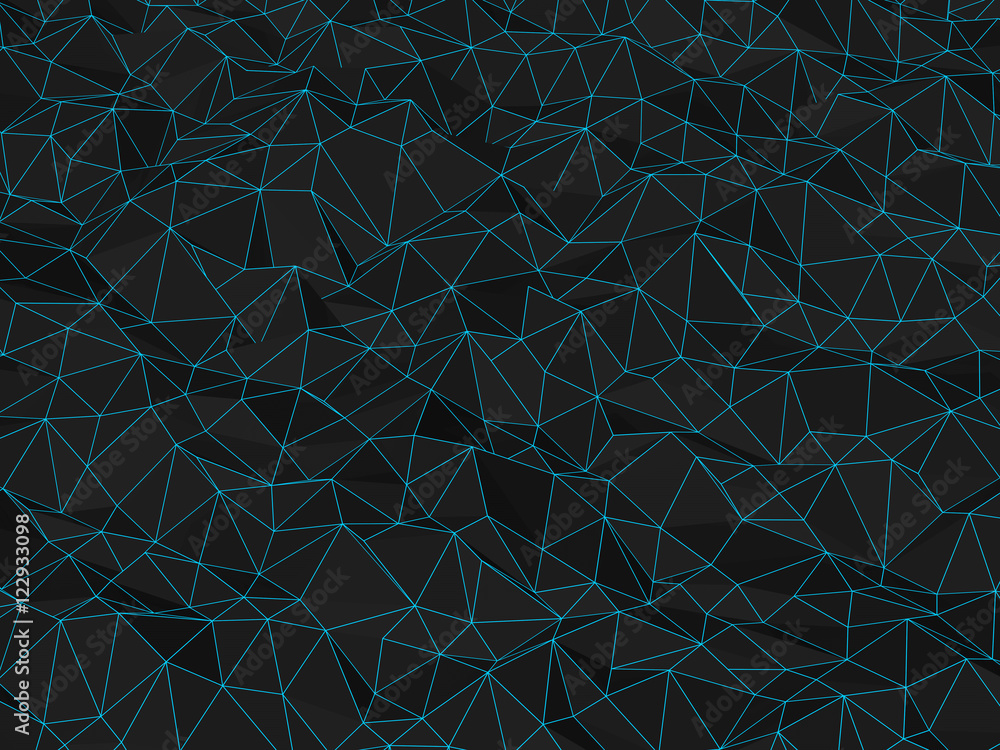 Low Poly 3D Wireframe Mapping. Network Cyber Technology background. 3d ...