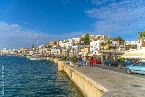 View of the port in Chora Naxos, Cyclades, Greece. photo