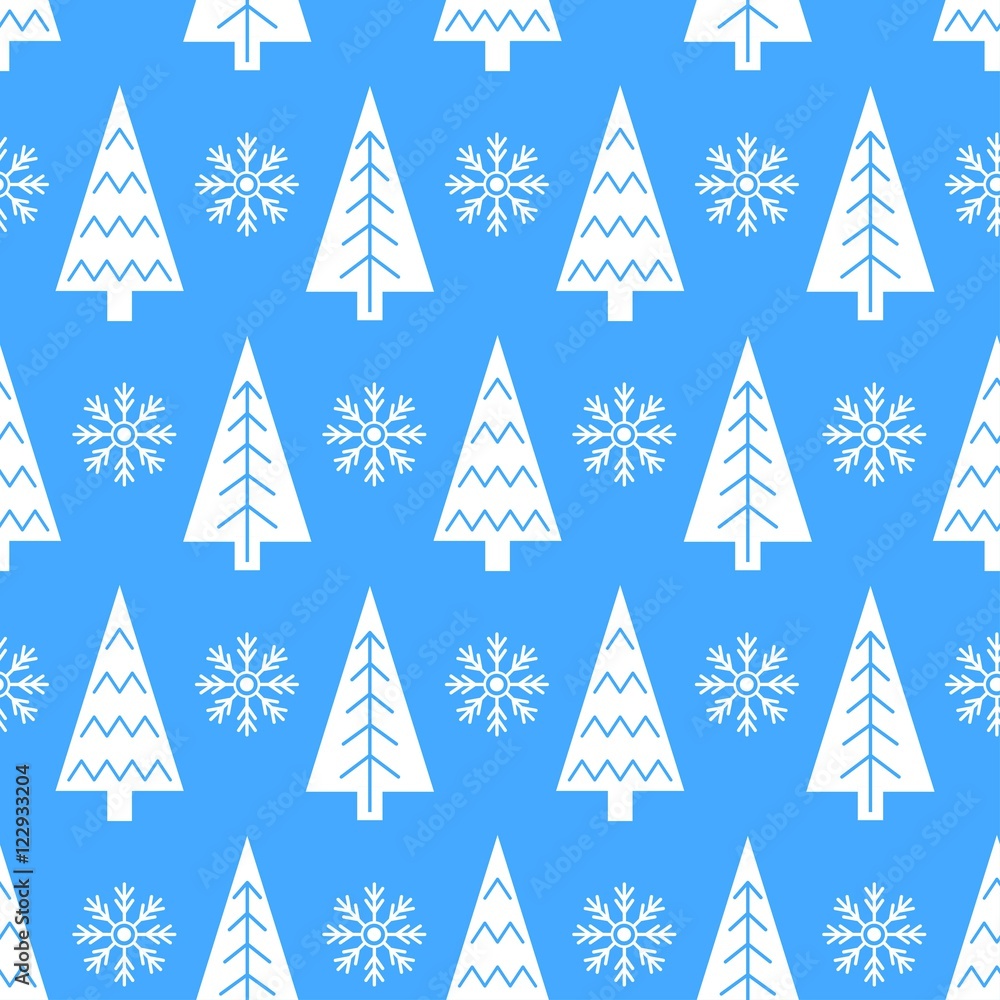 Christmas tree and snowflake vector seamless pattern. Christmas tree and snowflake vector seamless pattern.