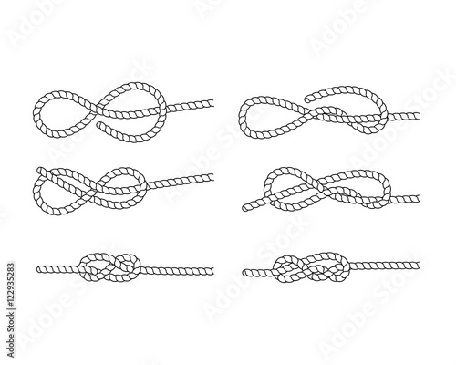 Rope knot on a white background. Vector.