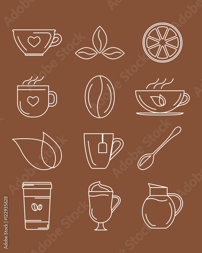 Coffee and tea icons. vector illustration.