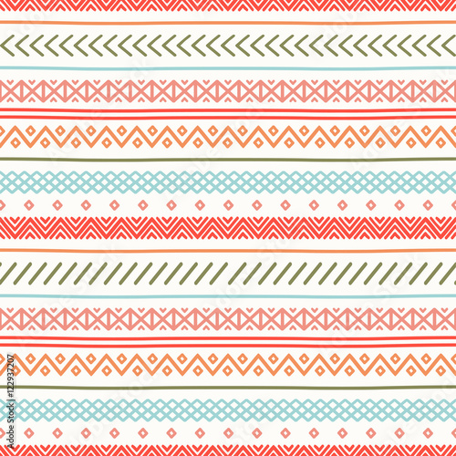 Tribal hand drawn line geometric mexican ethnic seamless pattern. Border. Wrapping paper. Scrapbook. Doodles. Vintage tiling. Handmade native vector illustration. Aztec background. Ink graphic texture