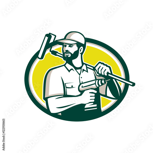 Handyman Bearded Drill Paintroller Oval Retro