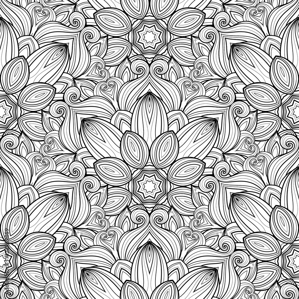 Vector Seamless Monochrome Ornate Pattern Vector Seamless Monochrome Ornate Pattern