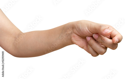 Woman hand to hold something flat