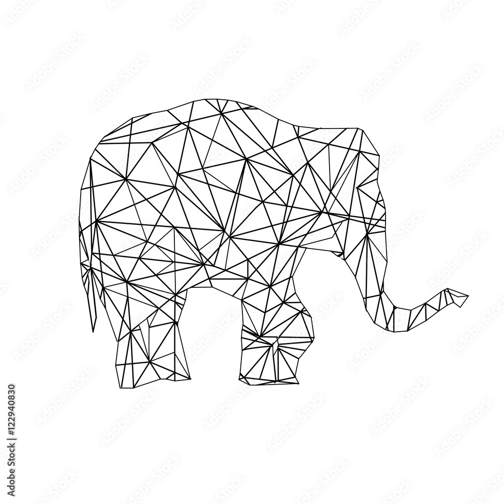 Low Poly adult Coloring page Elephant Low Poly adult Coloring page Elephant